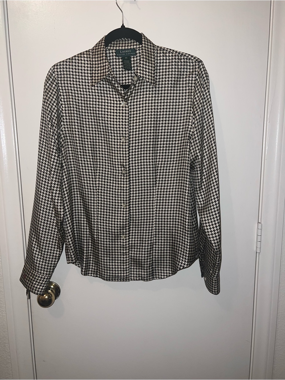 Ralph Lauren Black and White Houndstooth Button-Down Shirt - Picture 4 of 7